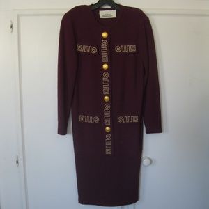 Vintage Steve Fabrikant wool dress, purple Sz S